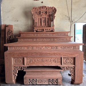 bàn thờ tam cấp gỗ hương đá