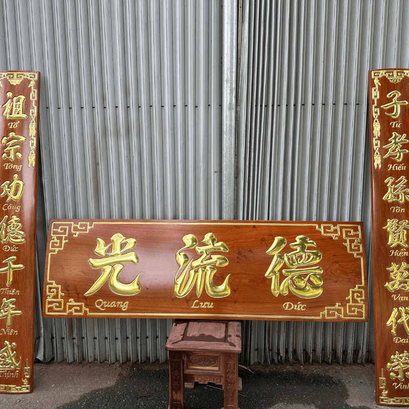 hoành phi câu đối gỗ hương đá mẫu trơn