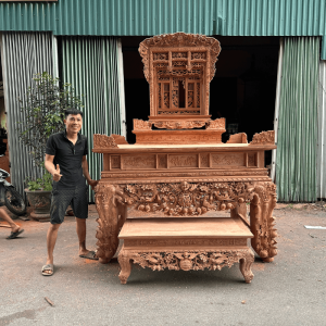 sập thờ gỗ hương đá mẫu mai điểu
