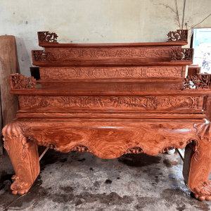 sập thờ trơn tam cấp gỗ hương đá