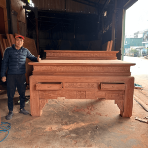 án gian thờ nhị cấp gỗ hương đá