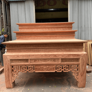 bàn thờ tam cấp gỗ hương đá