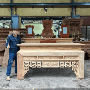 án gian thờ nhị cấp gỗ gõ