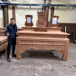 án gian thờ nhị cấp gỗ hương đá