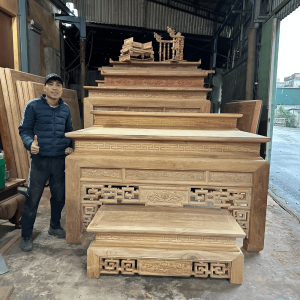 án gian thờ nhị cấp gỗ gõ