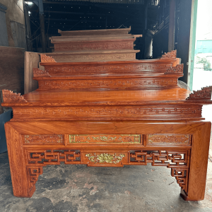 bàn thờ tam cấp gỗ hương đá truyện sen