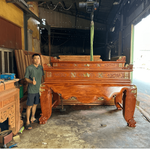 sập thờ trơn nhị cấp gỗ hương đá