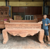 sập thờ trơn nhị cấp gỗ hương đá
