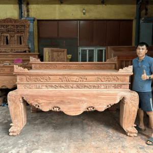 sập thờ trơn gỗ hương đá dạ dày 10p