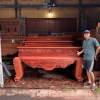 sập thờ trơn tam cấp gỗ hương đá