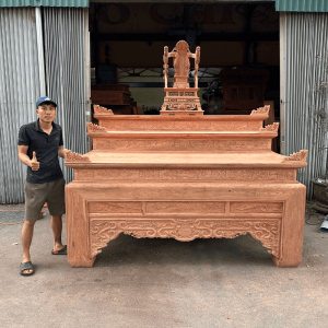 bàn thờ tam cấp gỗ hương đá mẫu như ý