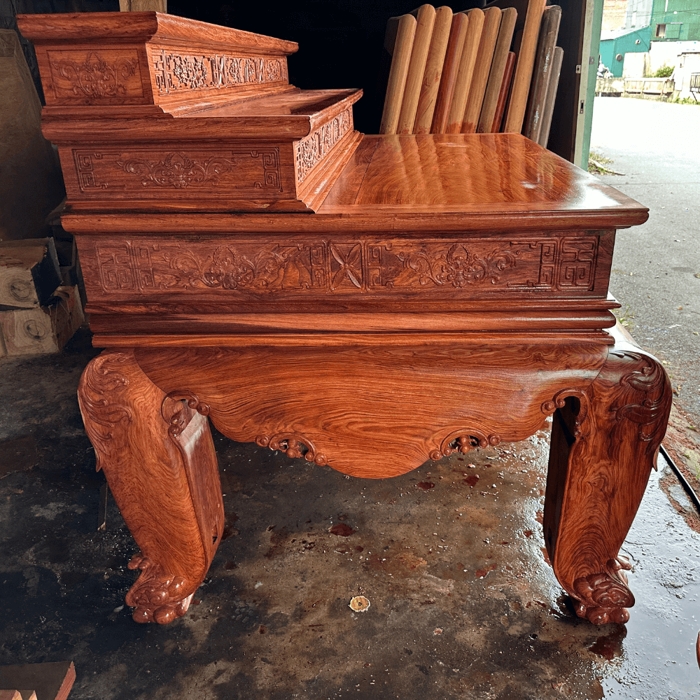 bên ngang sập thờ trơn gỗ hương đá