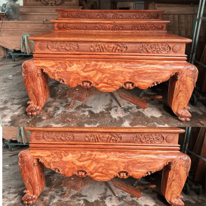 sập thờ trơn tam cấp gỗ hương đá