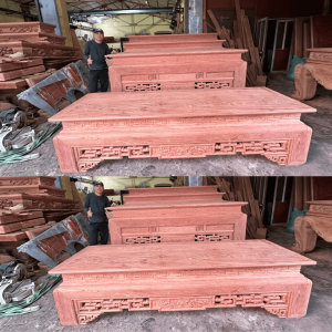 bàn thờ tam cấp gỗ hương đá khủng 2m57x1m77