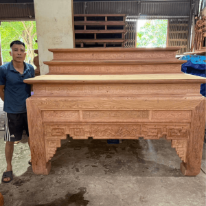 bàn thờ tam cấp gỗ hương đá chuyện sen