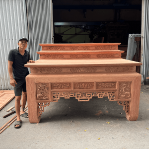 bàn thờ tam cấp ô xa gỗ hương đá