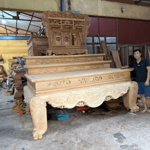 sập thờ trơn tam cấp gỗ gõ 2m62x1m67